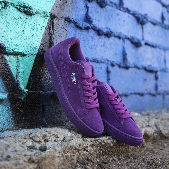 puma purple suede sneakers